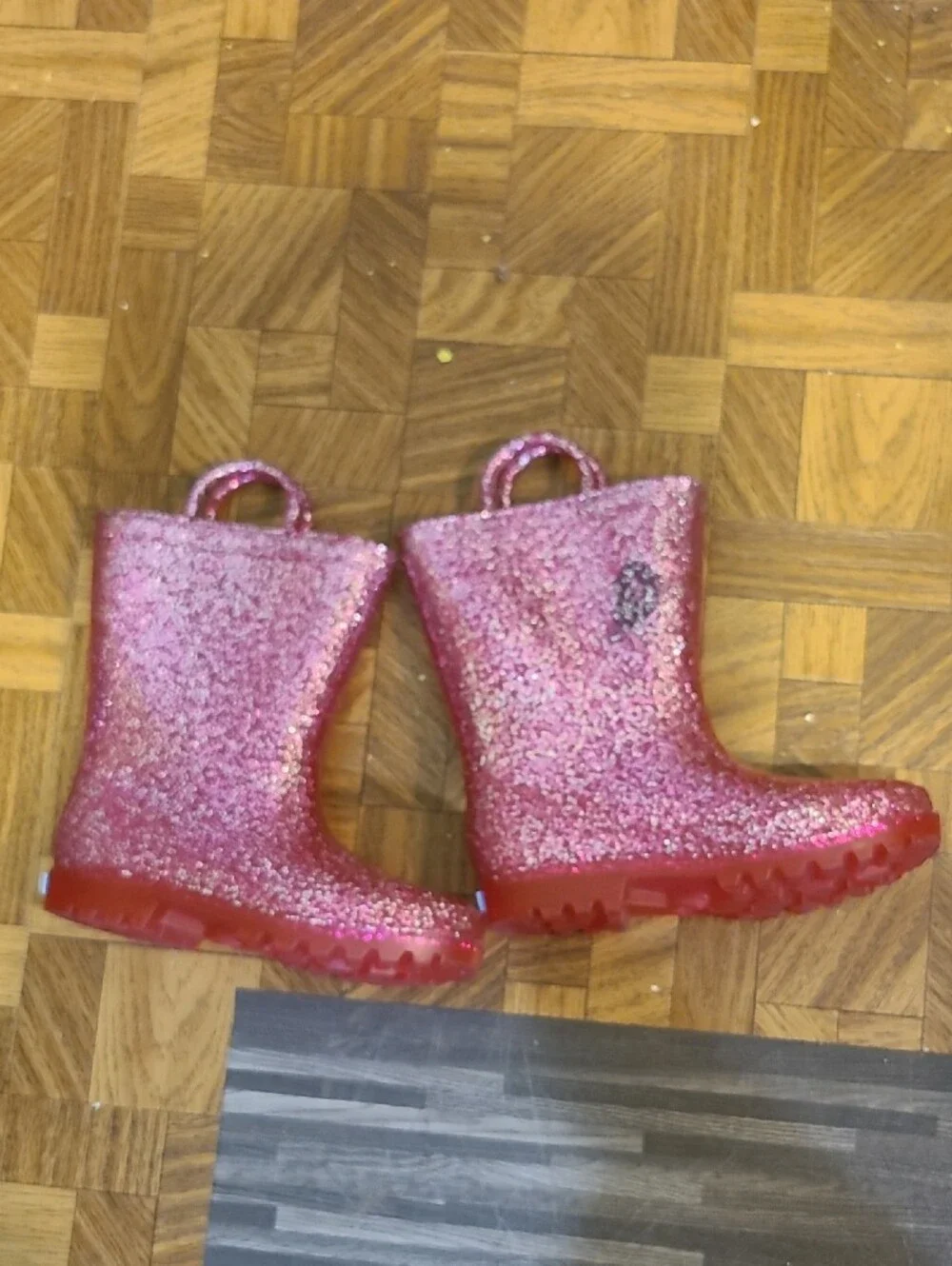 Sparkle Splash Kids' Pink Glitter Rain Boots